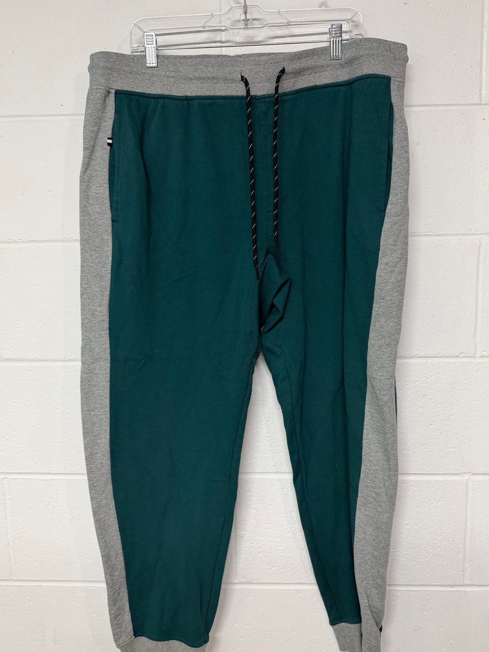Men's Teal and Gray Contrast Jogger Pants with Drawstring